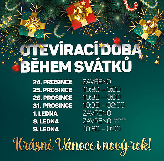 St.Patrick Restaurace Pardubice - vánoční otevírací doba
