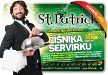 Volné místo číšník nebo servírka Pardubice restaurace St.Patrick